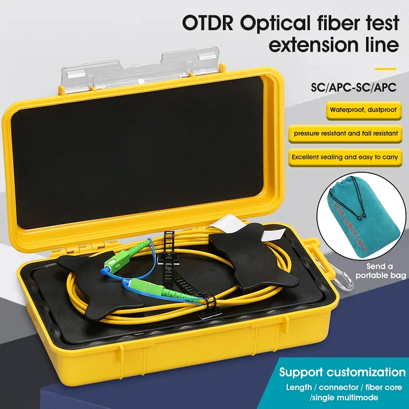 

1KM-2KM Fiber Optical Launch Cable Box OTDR Blind Zone Eliminator APC SC/APC-SC/APC SM 1310/1550nm Test Extension Line