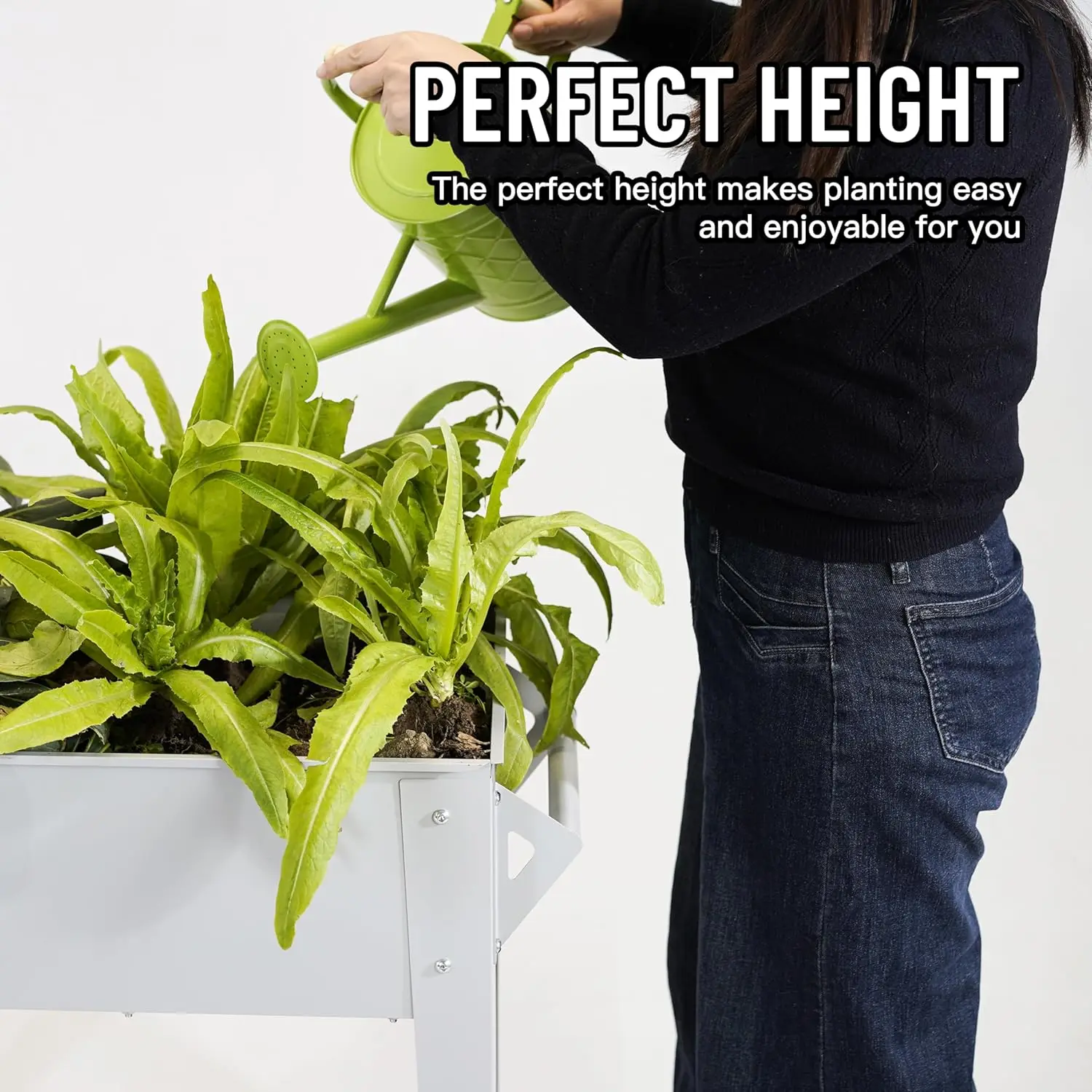 Raised Garden Bed on Wheels 32in Tall Mobile Planter Box for Vegetables Herbs Flowers Patio Backyard with Shelf Heavy Duty view 2