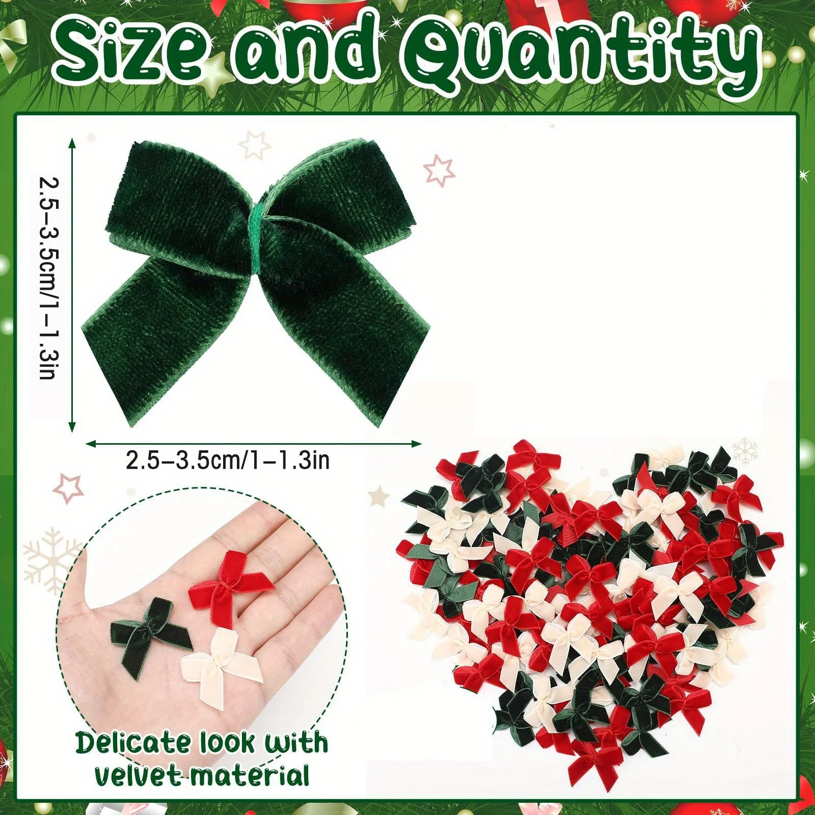 [Holiday Gift Decorations] 100pcs Mini Velvet Bows Handmade Twisted Ribbon Bows for Gift Wrapping DIY, Perfect for Packaging