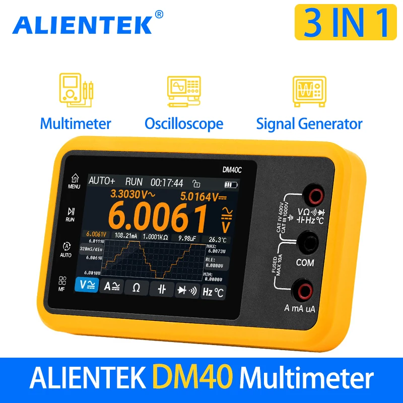 ALIENTEK DM40 3 in 1 Digital Multimeter 60000 Count Oscilloscope Signal Generator 50M Sample Rate Voltage Diode Handheld Tools
