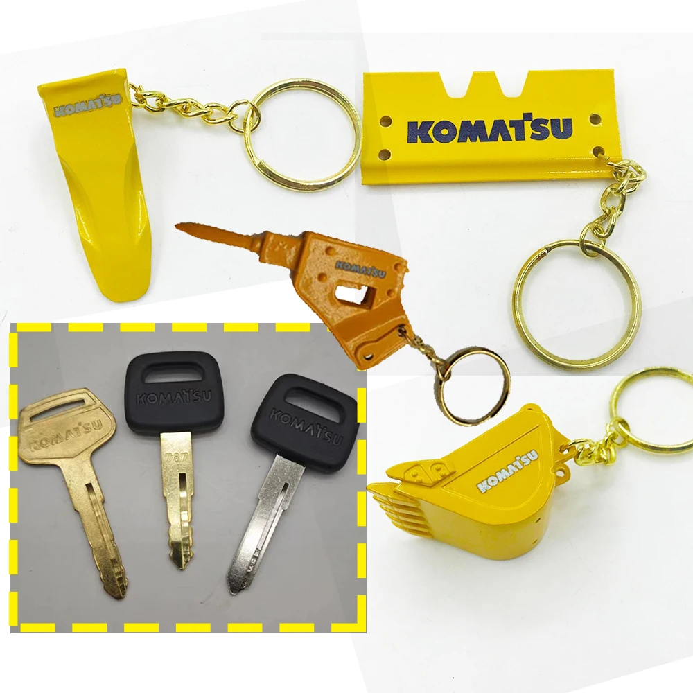 For komatsu Keychain pc -7 -8 787 Ignition Key With Bucket Key Chain Excavator Heavy Equipment Keychain F0001