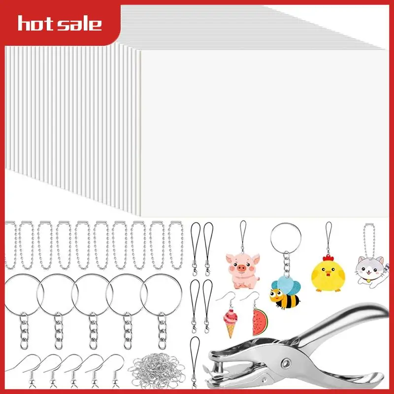 

A33R-Heat Shrink Plastic Sheet Shrinky Art Kit Paper Keychain Kit For Crafts Handprint Mother's Day Marking