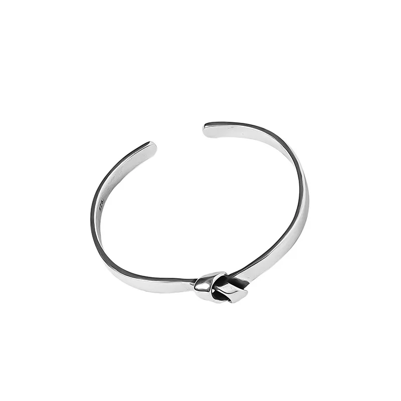 New Arrival Trendy Tie A Knot Design 925 Sterling Silver Ladies Bangle Jewelry For Women Birthday Gifts Never Fade