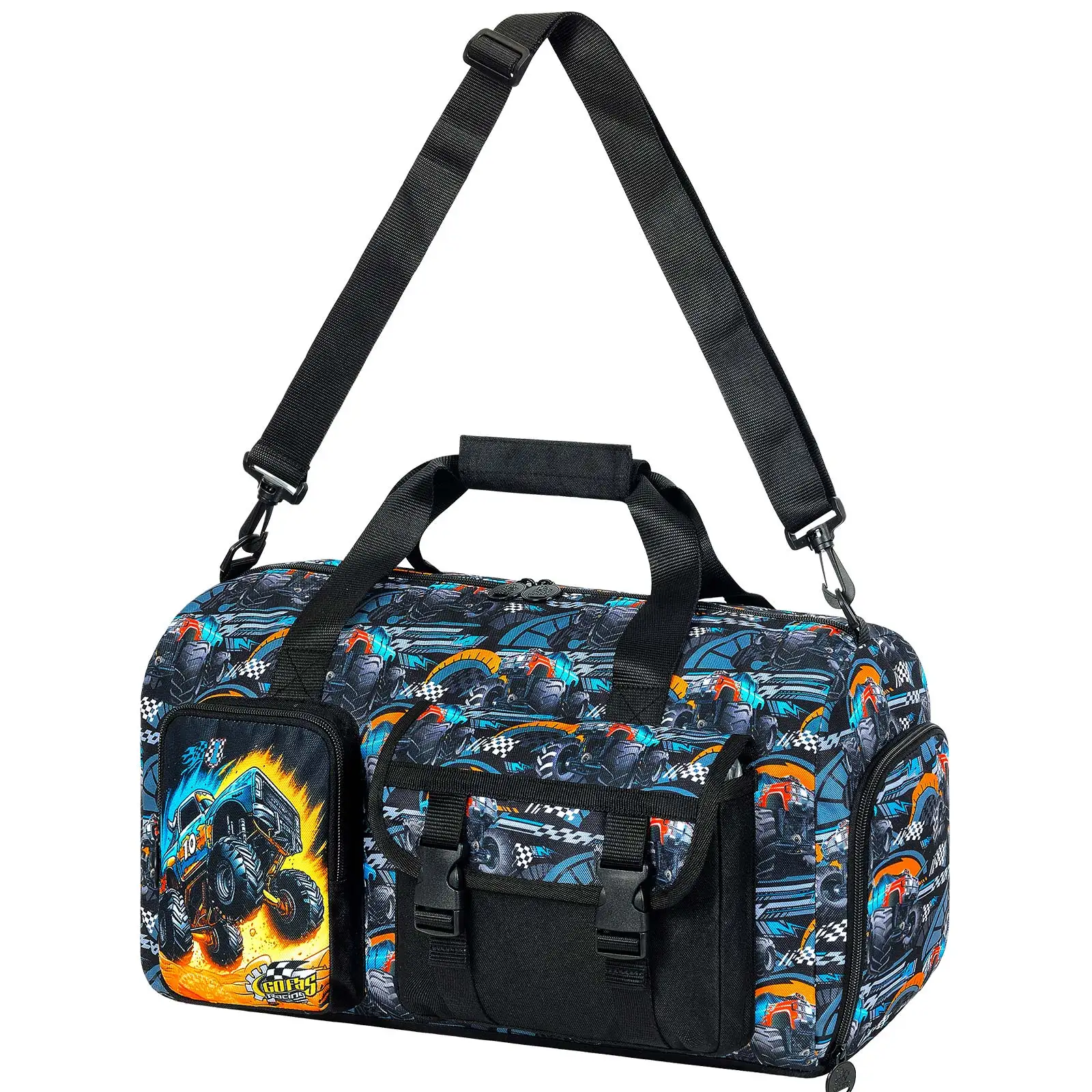 Bolsa de deporte para niños, bolsa de viaje con diseño de camión, bolsa personalizada con compartimento para zapatos, bolsa de fin de semana para dormir, para deportes.
