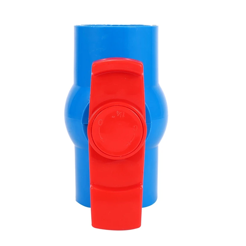 6Pcs 40Mm X 40Mm Slip Full Port Red Handle Lever U-PVC Ball Valve Blue