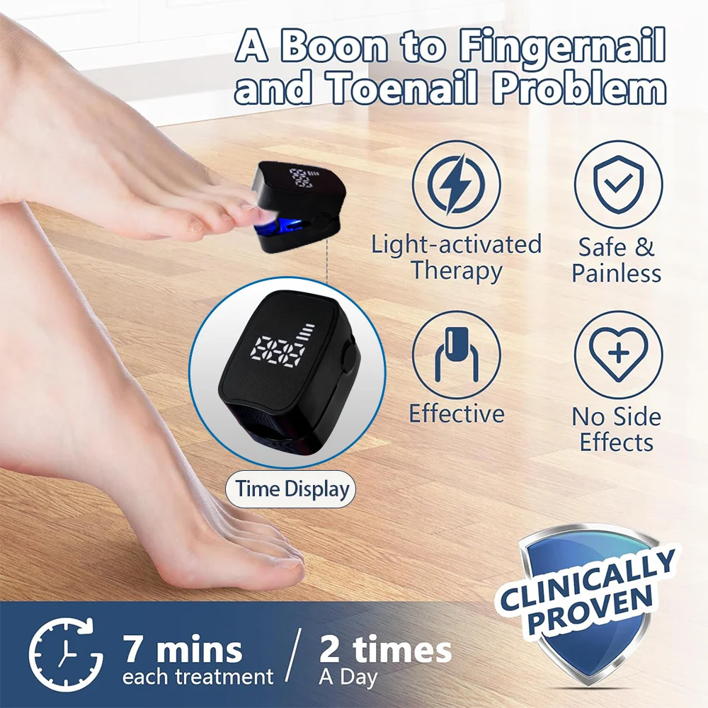 JUSTLANG Rechargeable Fungus Grey Nail Treatment Device Portable Onychomycosis Treatment Laser Therapy Relieve Ingrown Foot Care