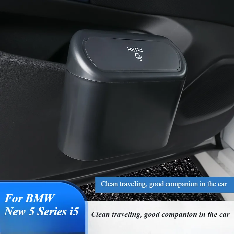 

For BMW New 5 Series i5 2024 Trash Can With Lid Multi-Function Vehicle Garbage Dust Case Auto Trash Can Interior Storage Box Cup