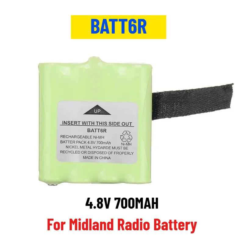 

4.8V 700MAH BATT6R NI-MH for Midland Radio Battery Rechargeable Battery Pack