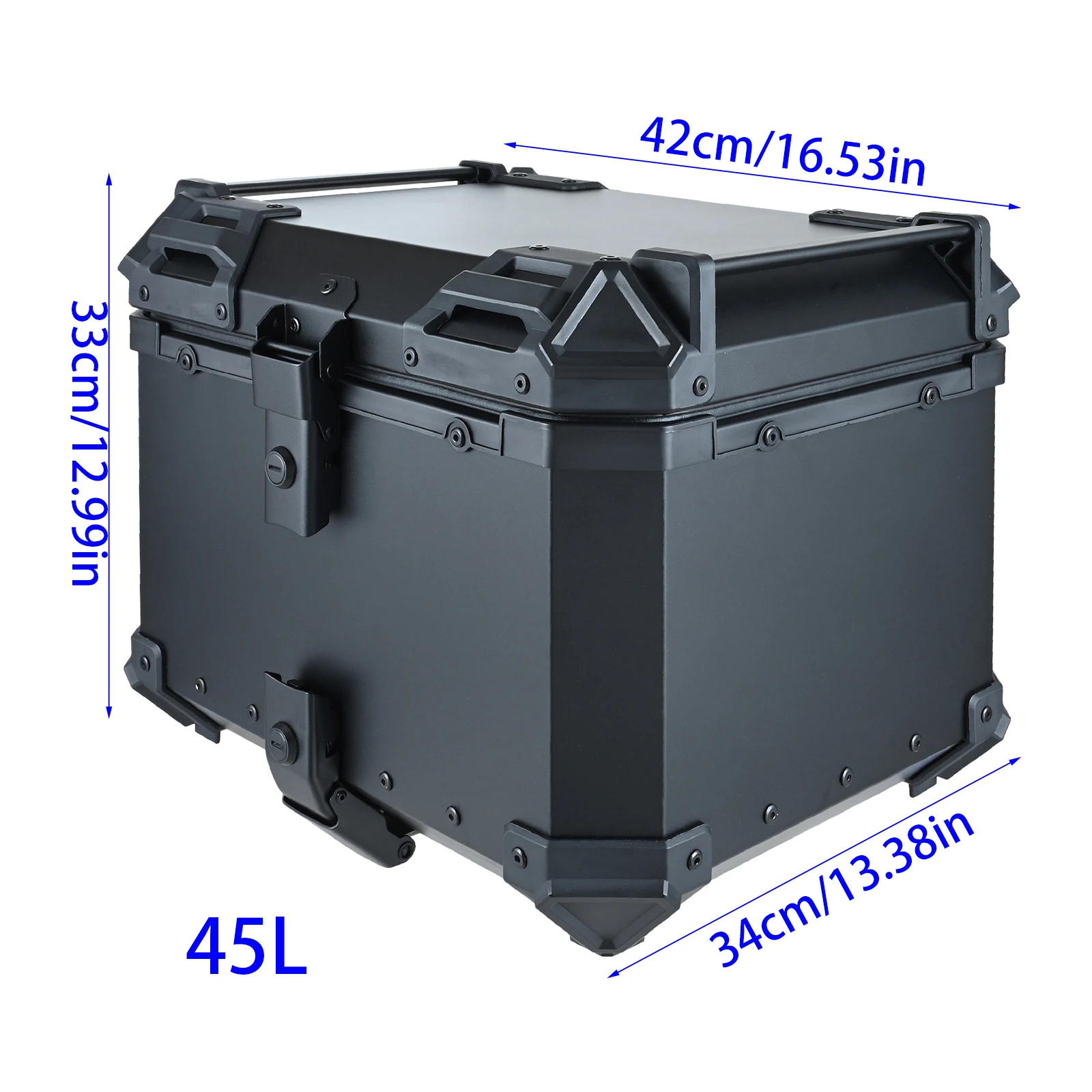 

45л мотоциклетный алюминиевый верхний хвост, задний чехол для хранения инструментов для багажа, замок, багажник, коробка для шлема, универсальная для большинства мотоциклов