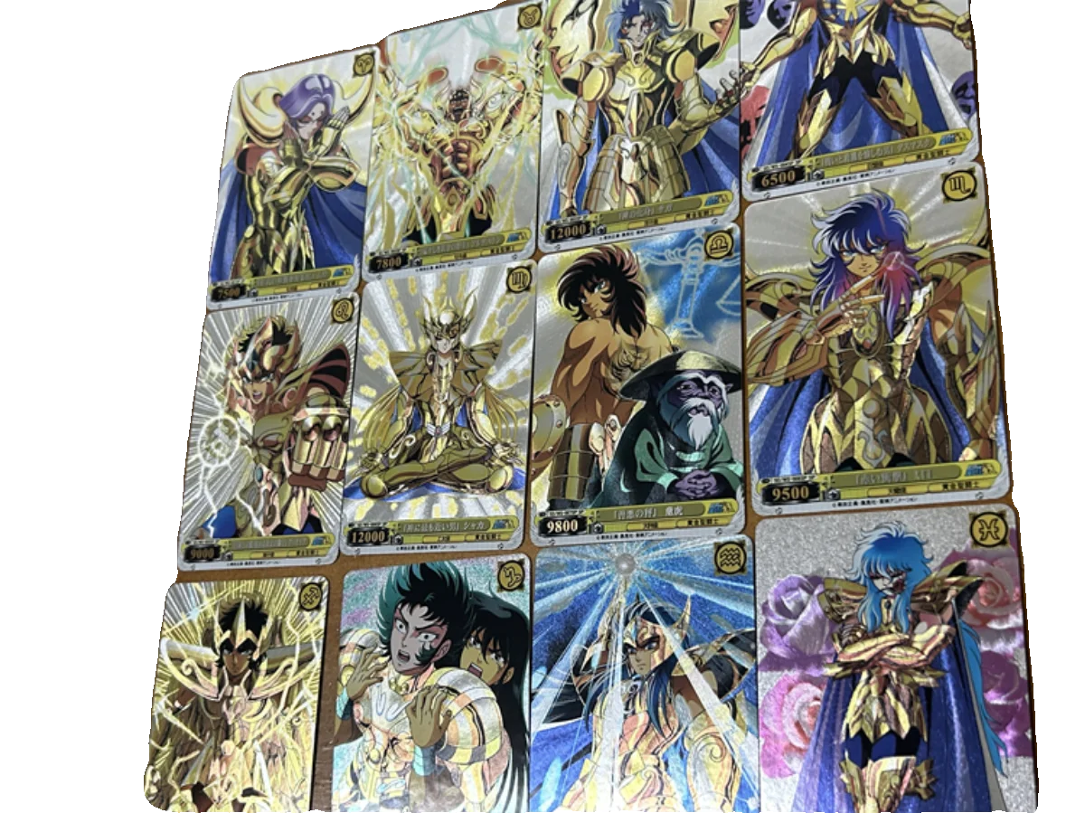 12Pcs/set Saint Seiya Signature Collect Trading Flash Card Anime Gift Cartoon Self-Control 63X88