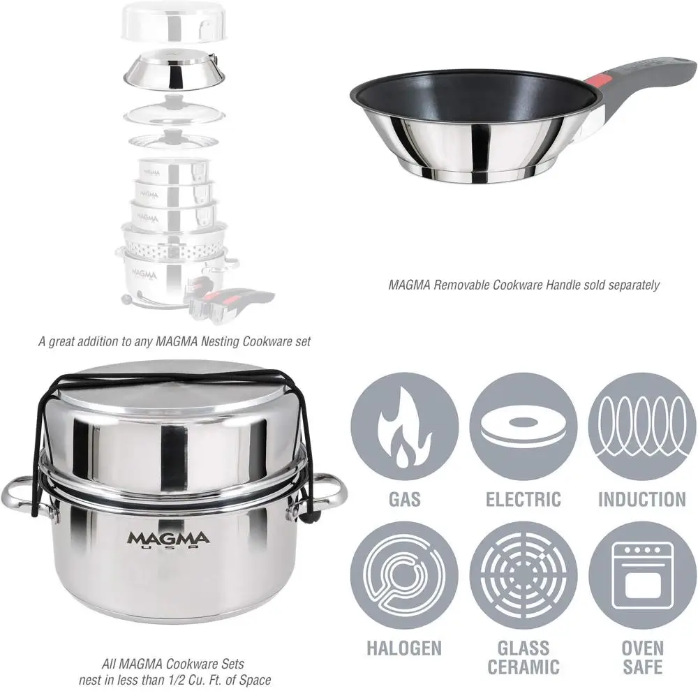 

A10-369-2-IND 10-дюймовая сковорода из нержавеющей стали с антипригарным покрытием для омлетов и жарки | Совместимость с индукционными плитами | Идеально подходит для морских судов, автодомов, кемпинга и дома