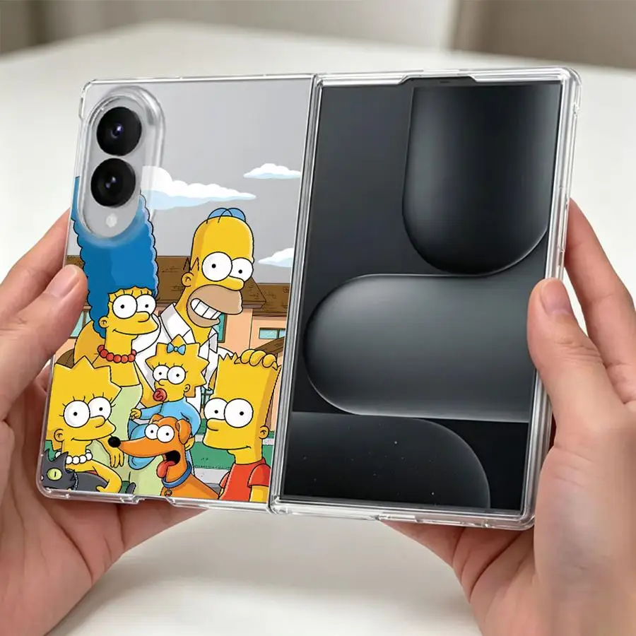Cartoon Cute Simpson Case for Samsung Galaxy Z Fold 8 Ultra ZFold6 ZFold4 Z Fold 7 6 5 4 3 ZFold3 ZFold7 ZFold5 Transparent Soft