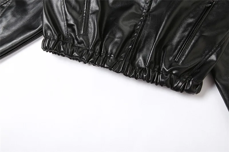 Black Hooded Cool Leather Jacket Spring Autumn Korean Loose-Fit Slim Short Zipper Motorcycle Jacket