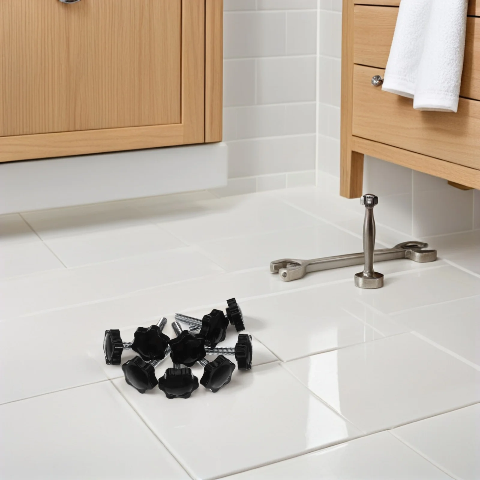 

20Pcs M8 X 40mm Plum Shaped Hand Knobs Plastic Screw on Handle for Woodworking Tool Parts Cabinet Mounting Hex Shaped Knob