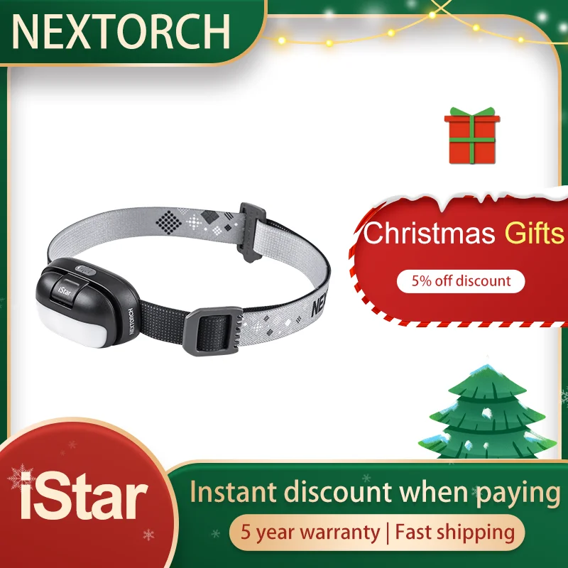 Nextorch Rechargeable Led Headlamp, Mini Head Light 450 Lumens with White& Red Light for Outdoor Camping Climbing, iStar