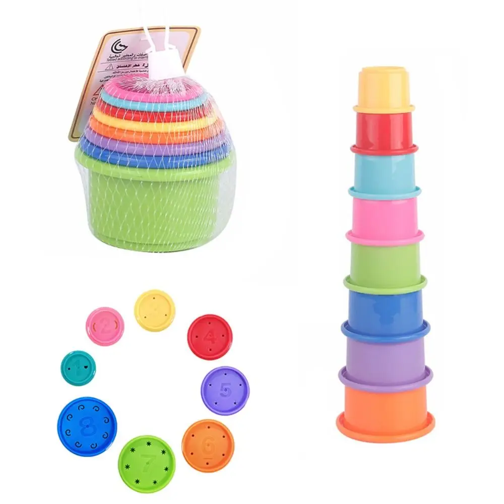 Cartoon Bear Stacking Ring Tower Early Education Montessori Stacking Nesting Circle Toy Sensory Toys Building Block Stacking Cup