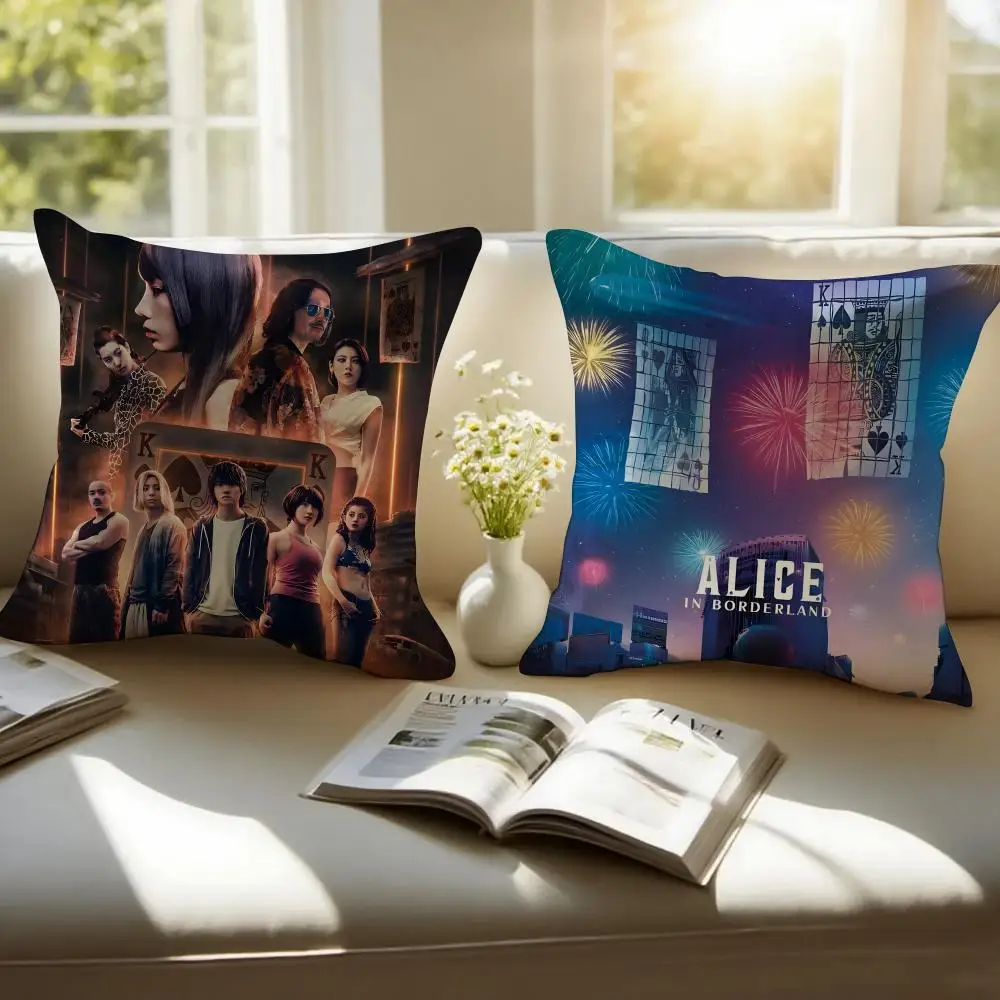 Survival Thriller Anime A-Alice in Borderland Cushion Cover Pillowcase Anti-dustmite Invisible Zipper Short Plush Sofa Cushion