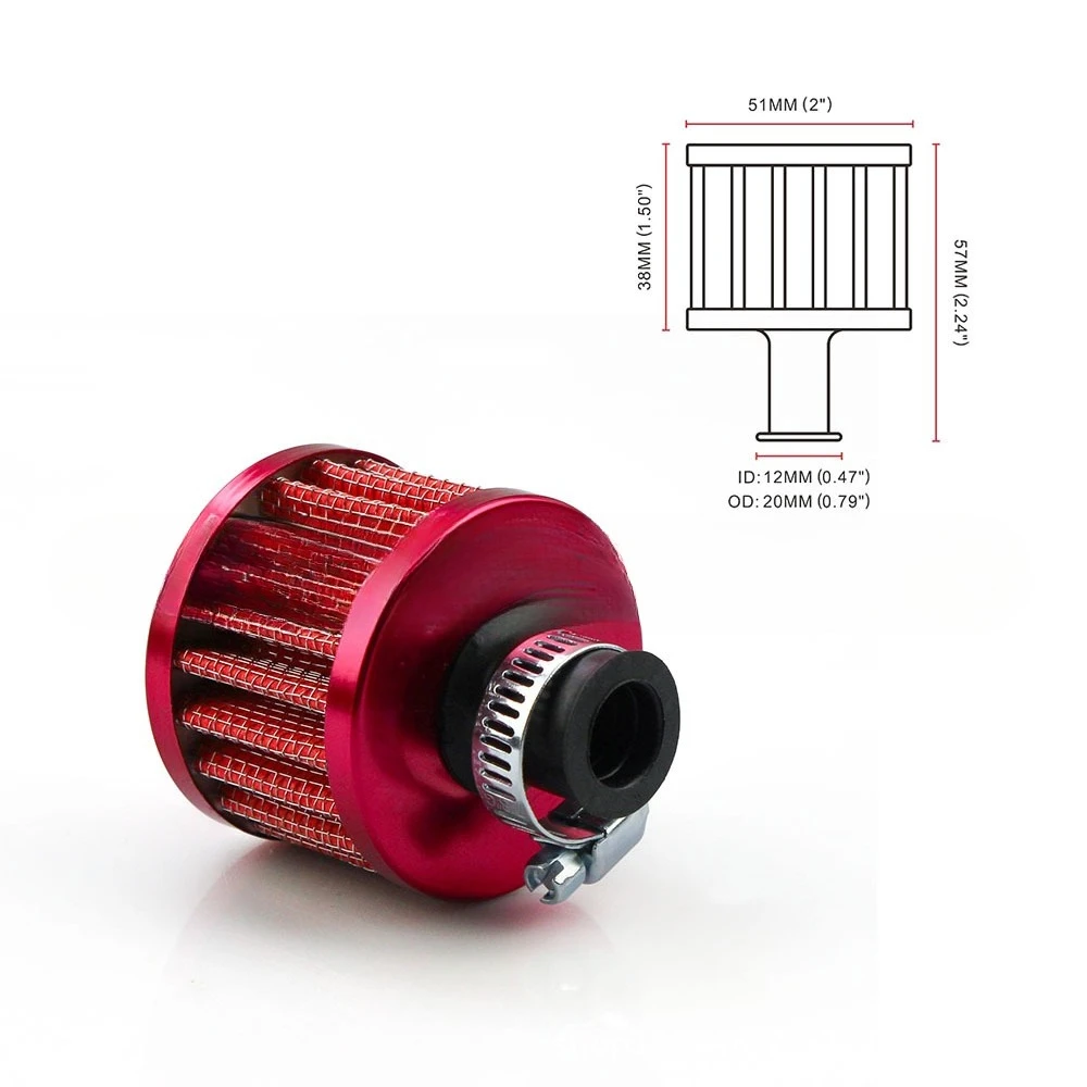 12mm Small Mushroom Head Air Filter Universal Car Modified Air Cleaner Intake Filter Auto Turbo Ventilation Accessories