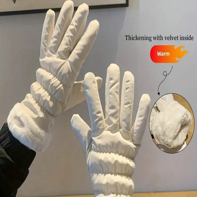 

1 пара женских теплых перчаток с термоподкладкой, ветрозащитный и высококачественный сенсорный экран для езды на велосипеде, вождения, занятий спортом на открытом воздухе