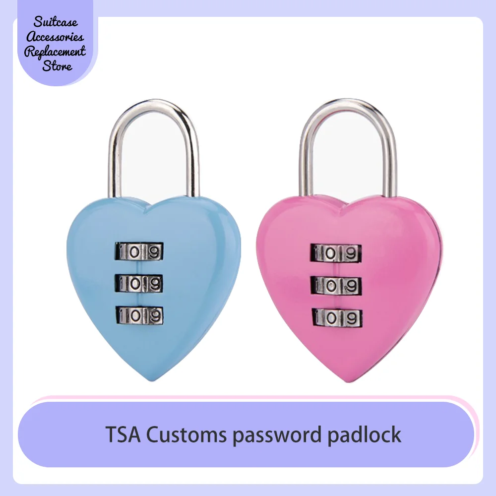 Luggage accessories Zipper combination lock Love heart zinc alloy 3 password padlock couples heart-shaped luggage lock