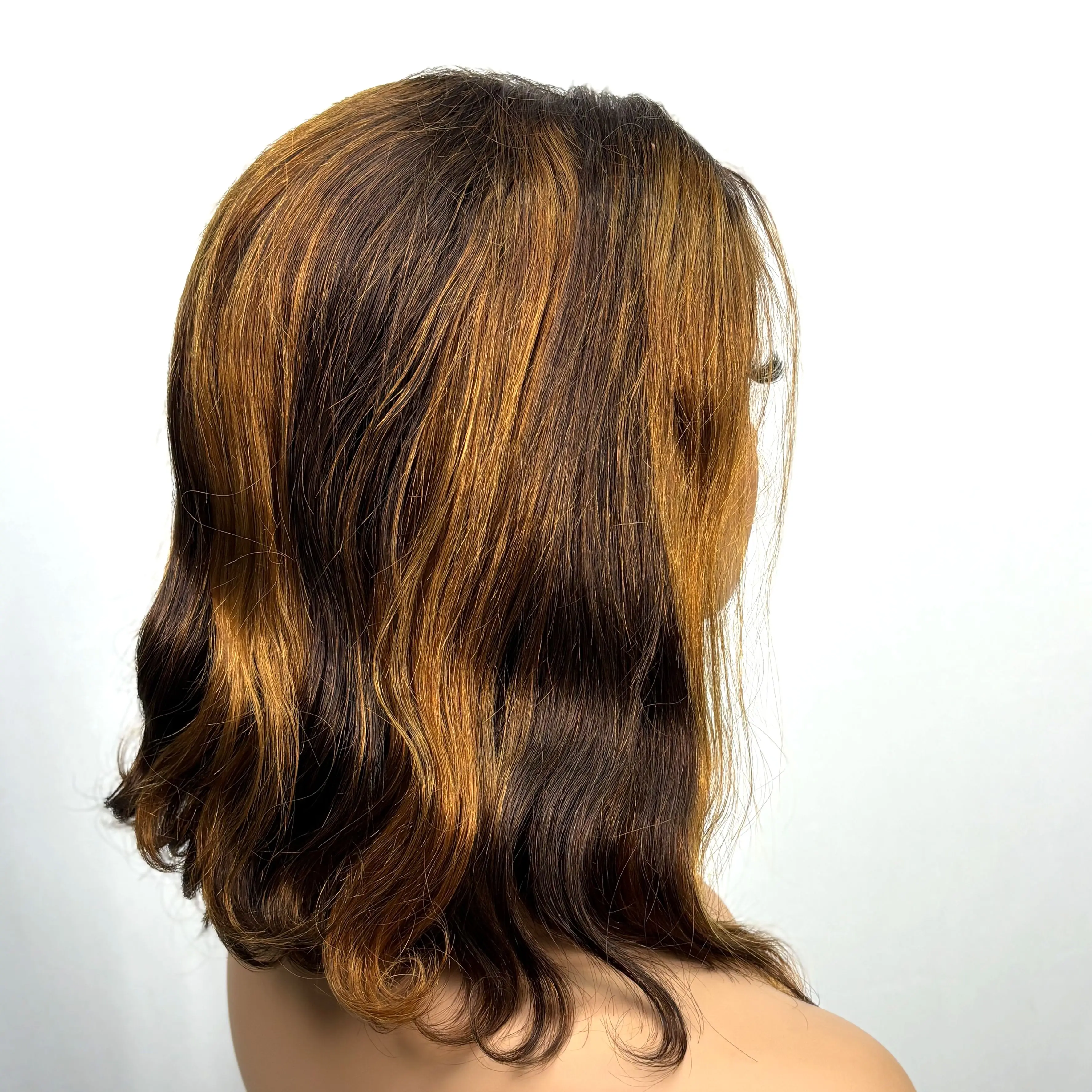 12 بوصة P4/30 تسليط الضوء على الجسم موجة خصلات الشعر المستعار الإنسان 250% الكثافة 4x4 الدانتيل الشفاف إغلاق متموج خصلات الشعر المستعار الإنسان للنساء