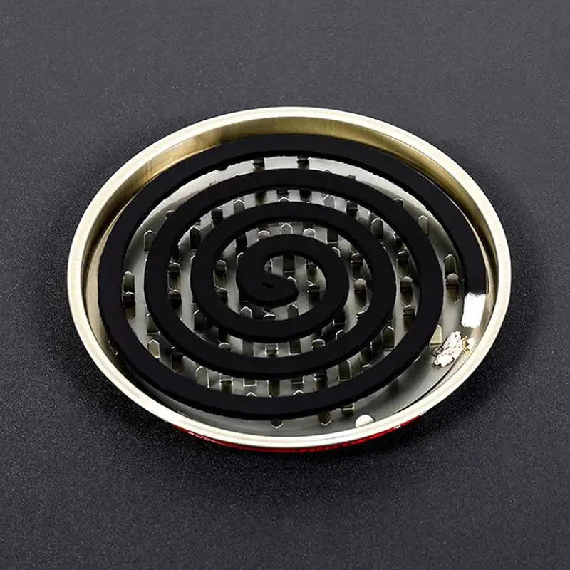 Hot Stainless Steel Mosquito Spiral Holder Box With Lid Fireproof Mosquito Coil Burner Safe Windproof Mosquito Repellent Tray