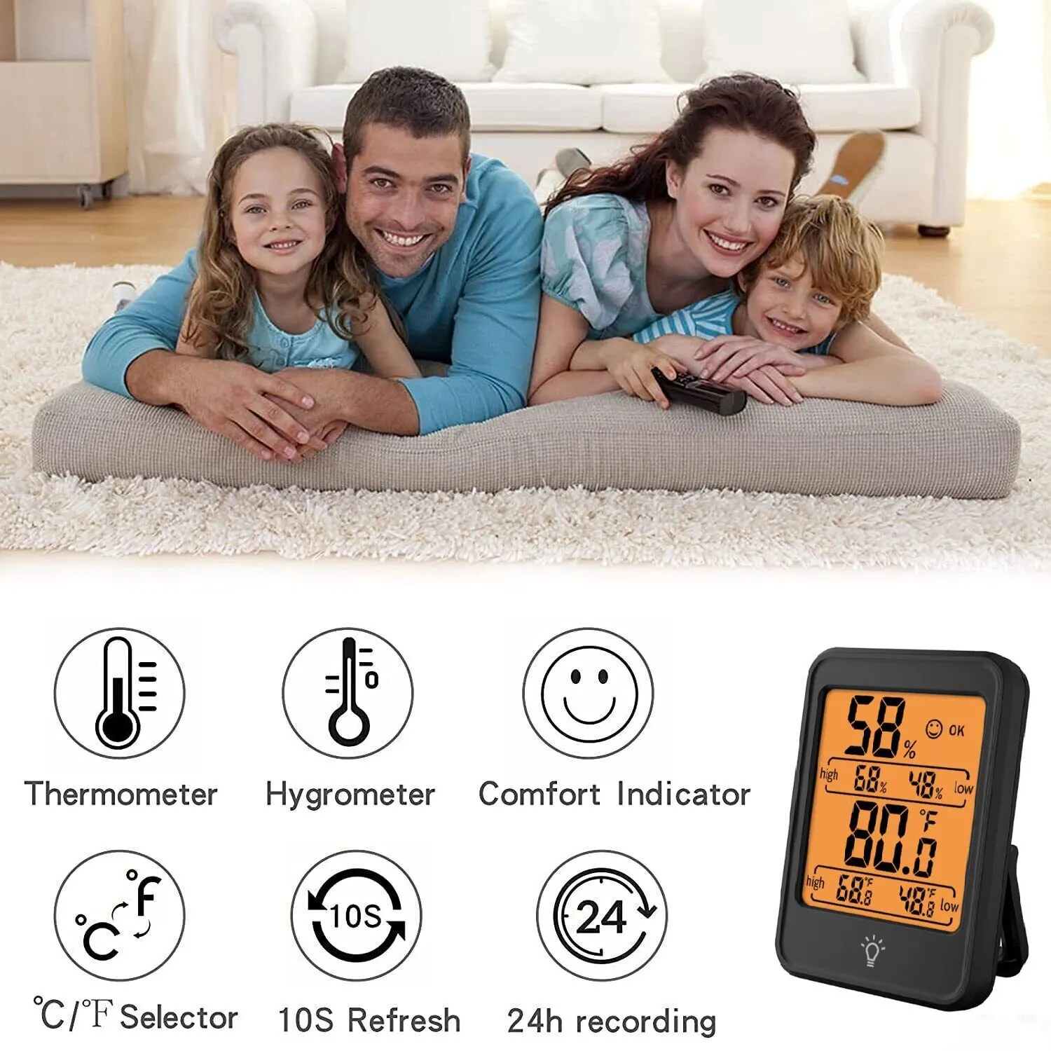 LCD Digital Hygrometer Room Thermometer With Stand Magnet Portable House Office Temperature Monitor Thermometer Hygrometer image 6