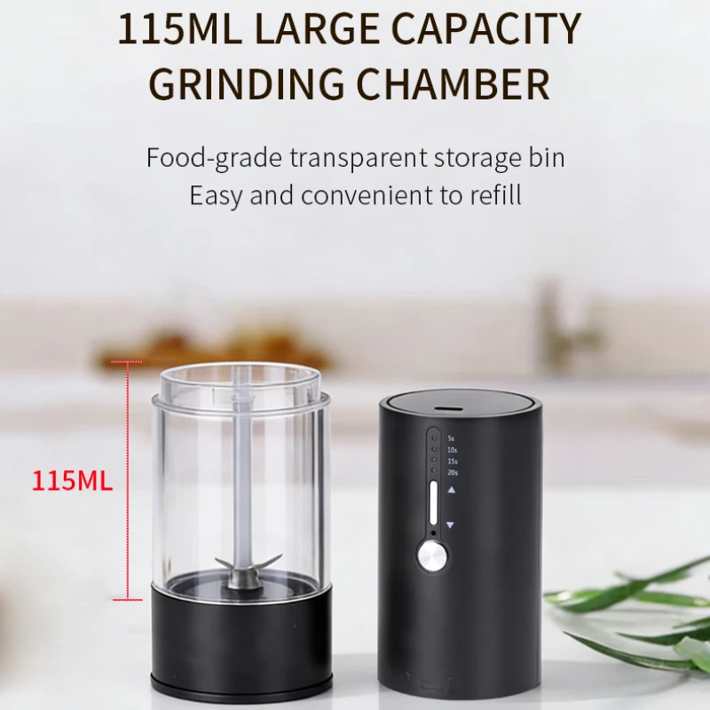 Quantitative Electric Salt and Pepper Grinder Rechargeable Adjustable Coarseness Large Capacity Auto Spice Grinders Kitchen Tool view 4