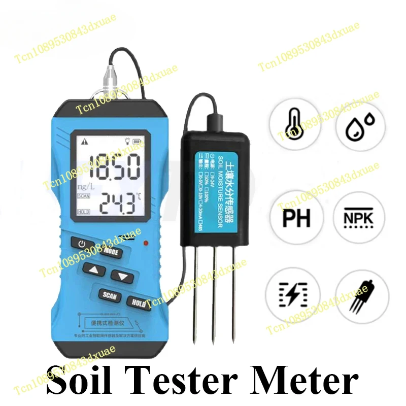 7 in 1 Rapid Soil tester Meter Nitrogen Phosphorus Potassium N P K PH Humidity Moisture Nutrient Conductivity Tester EC Meter
