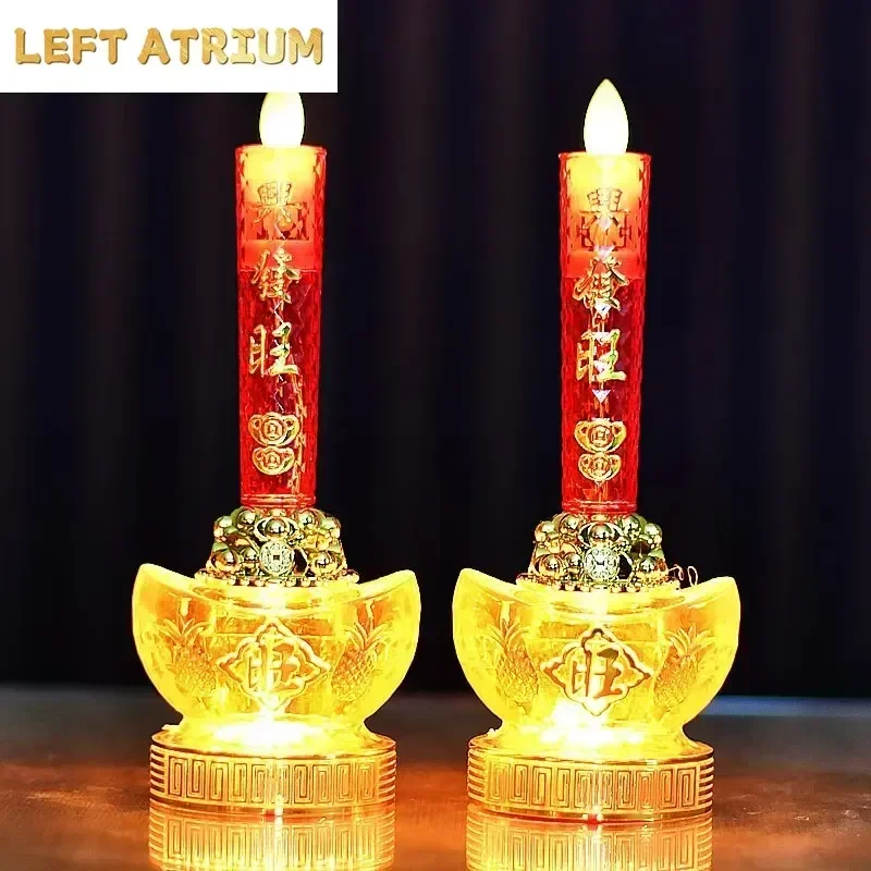 new 2pcs LED Simulation Flame Candle Lamp Buddhist Electric Light Guanyin Enshrined Ornament Home Fengdhui Decoration
