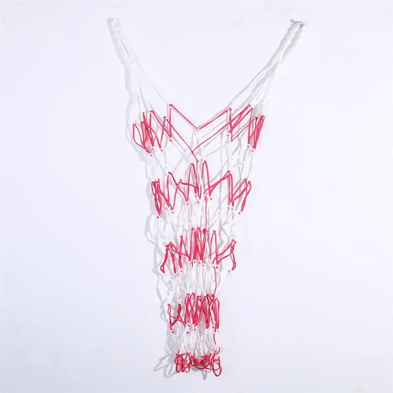 Rote und weiße Basketball-Fußball-Volleyball-dicke Netztasche, Ball-Aufbewahrungsnetztasche, Nylon, tragbar, langlebig, Kordelzug-Aufbewahrungstaschen