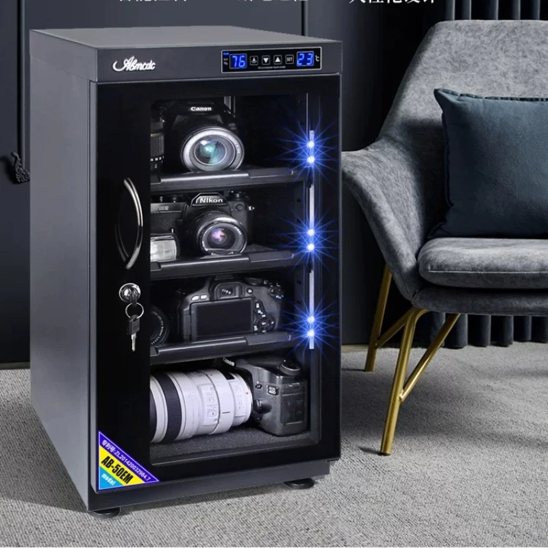 Large Capacity Electronic Dry Cabinet, Dehumidifier Storage Box for DSLR Lenses & Stamps, Quiet Operation Camera Gear Safe