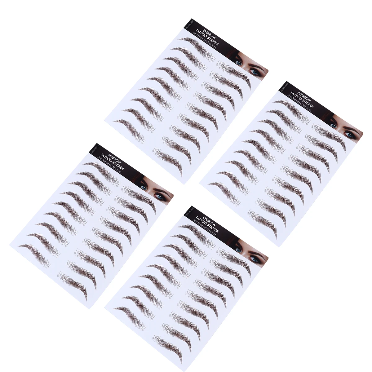 

4 Pcs Water Transfer Eyebrow Stickers Waterproof Soy Ink Reusable 6D Hair Like Fake Eyebrows Cosmetics Brow