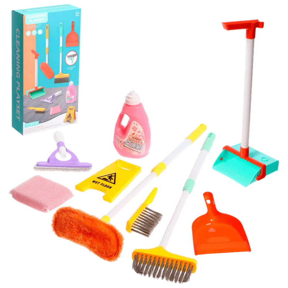 

Веселый набор для ролевых игр для детей — красочная метла, швабра, тряпка и чистящие средства, развивающая игрушка для уборки и подарок