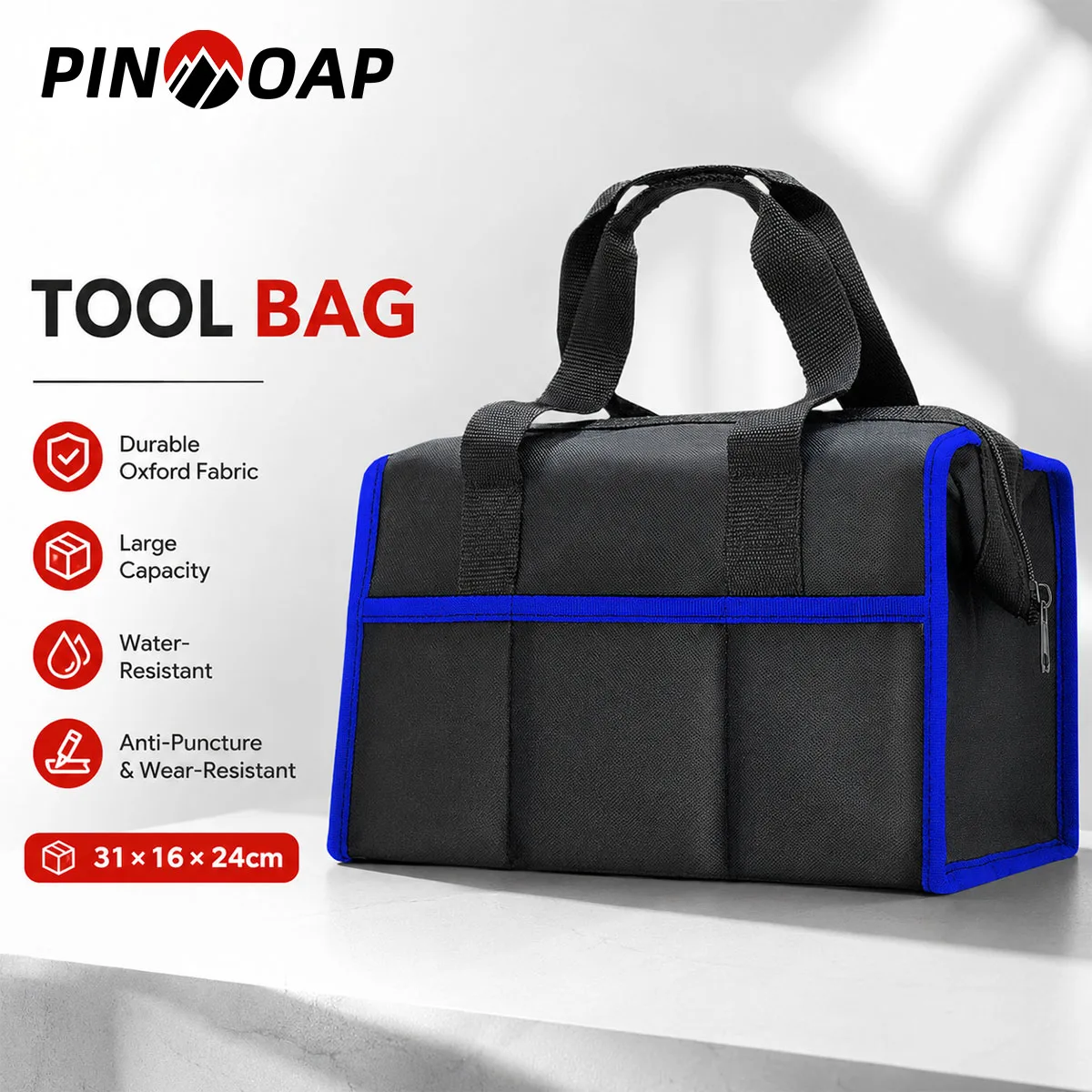 PINMOAP 1PC Heavy Duty Electrician Tool Storage Bag Portable Repair Tool Organizer Pouch For Electrical Work Home Maintenance
