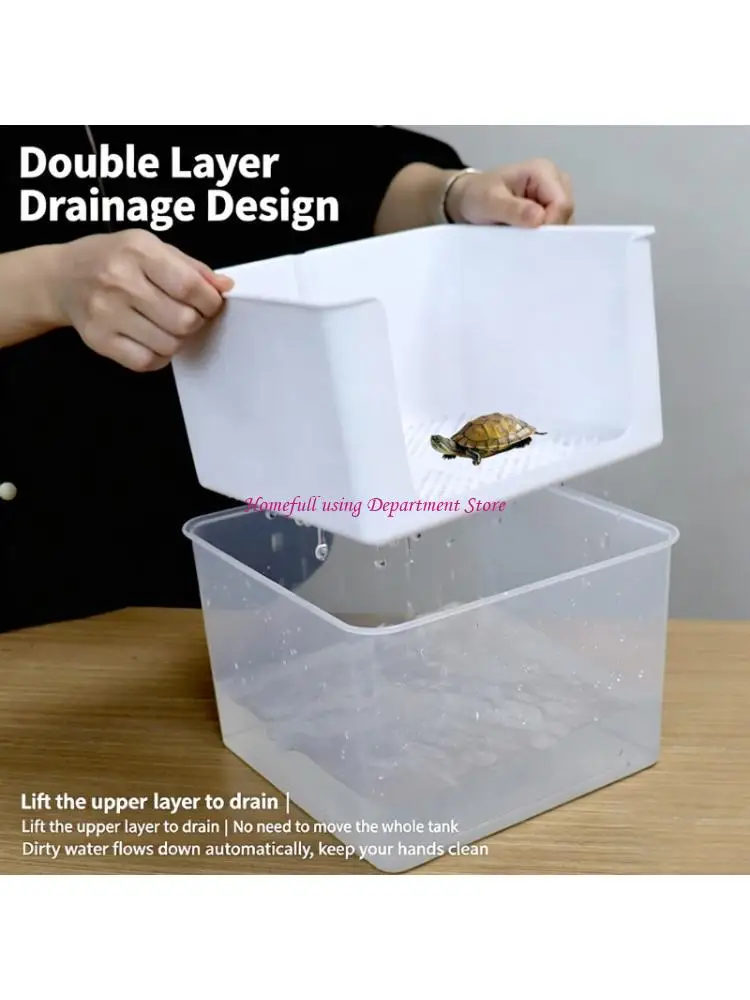  Small Animal Housing Container With Lid, Feeding Opening and Inner Tray, Plastic Enclosure for Separate Space Use