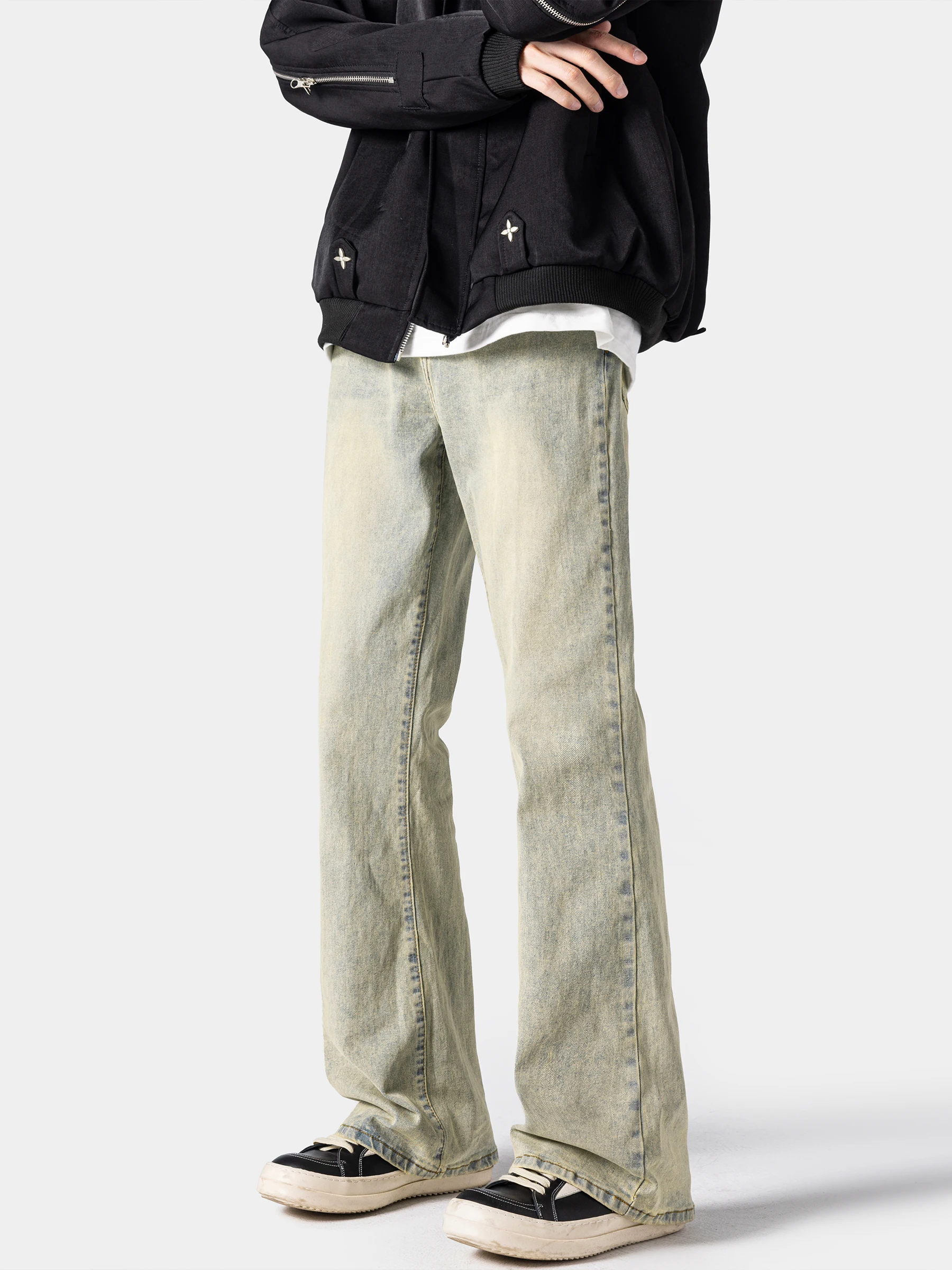 

Мужские джинсы Waed Vintage желтого цвета, зауженные, прямого кроя, весна-осень, американские, длинные, прямые брюки-трубы