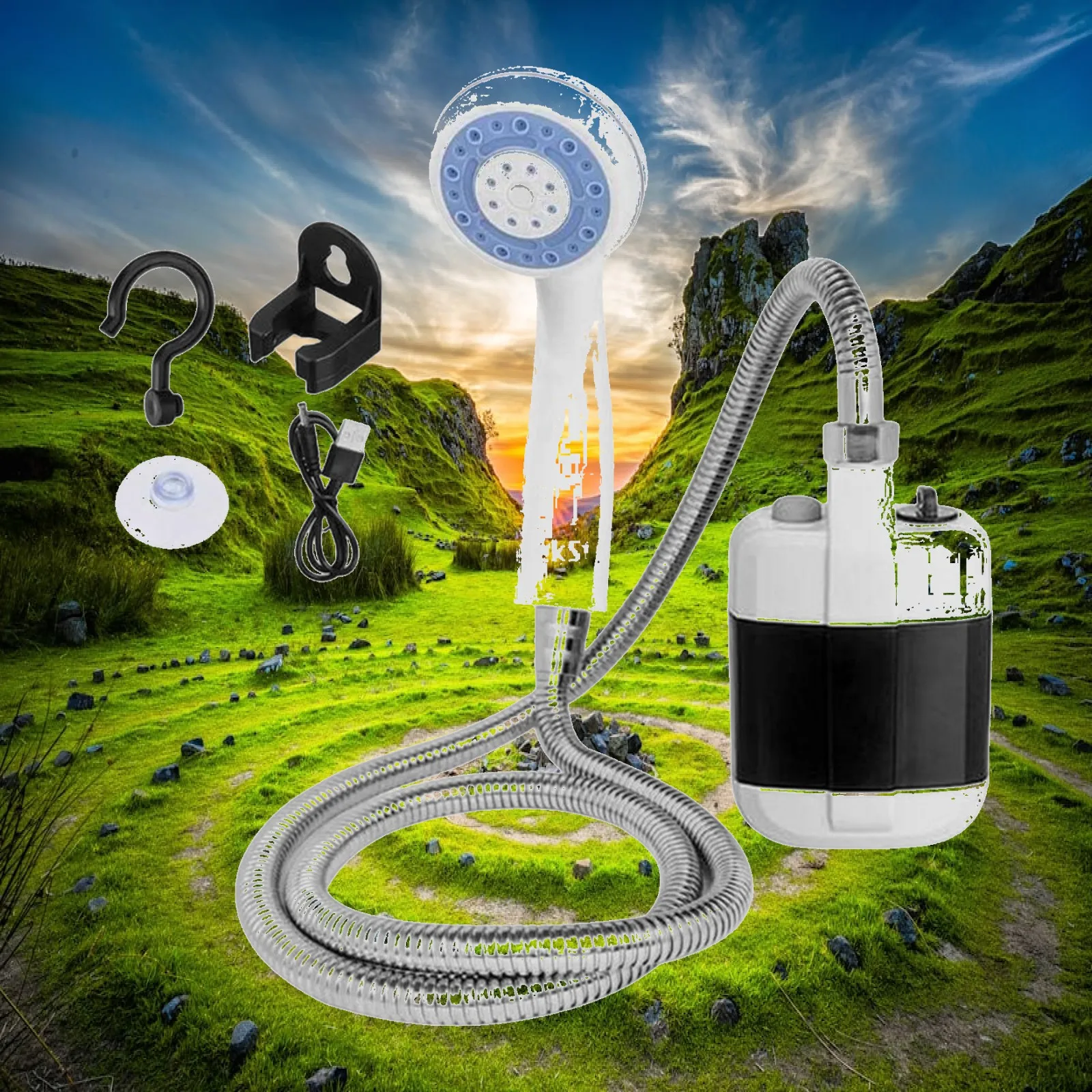 Camping Shower Shower Pump Showerhead Hiking Portable Outdoor Shower Kits Camp Shower for Plant Watering Pet Grooming Car Beach