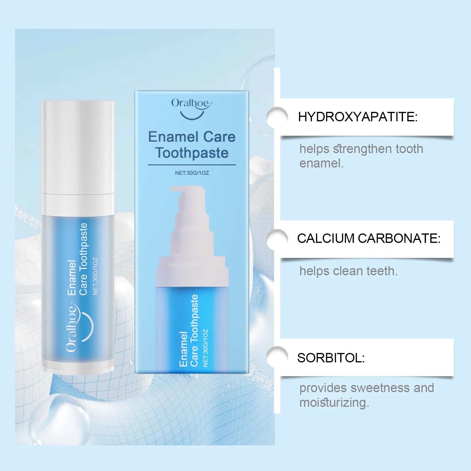 Oralhoe Enamel Care Toothpaste For Cavity Prevention And Teeth Whitening Strengthens Enamel Fresh Breath Protection 100g