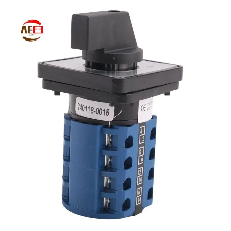 AEE3-Rotary Switch 3 Position 4 Phases 20A 500V Double Speed Motor Switch Small Plate Changeover Cam Switch LW8-20