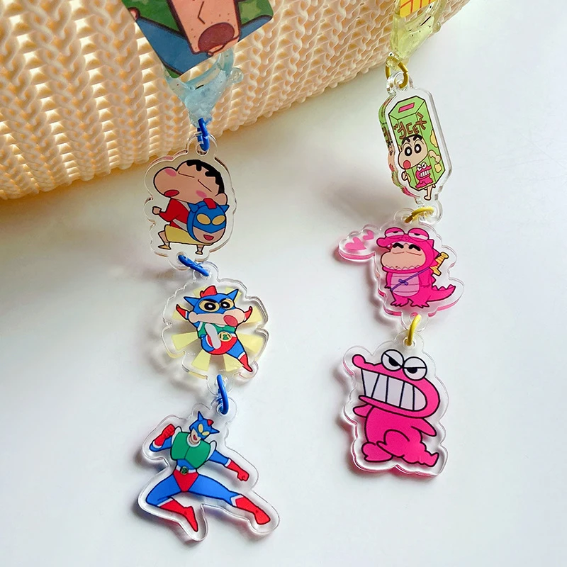 Cartoon Cute Crayon Shin-chan String Keychain Action Kamen Bag Pendant Gift Acrylic Ornament Decoration