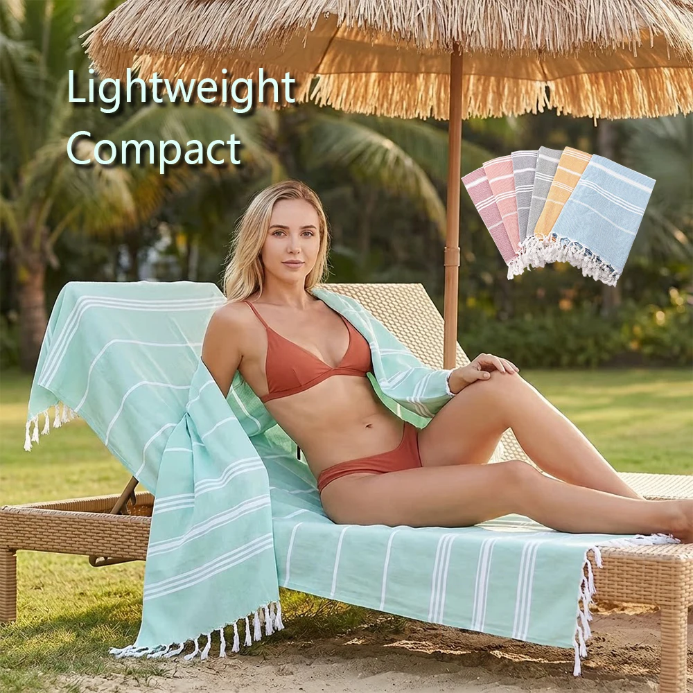 

Пляжное полотенце-шаль из Турции, в полоску, с бахромой, большое, впитывающее, быстросохнущее, для улицы, для моря, без песка