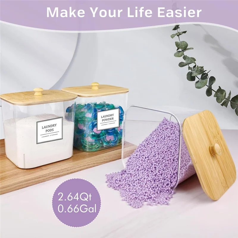 HRBAJ-Clear Laundry Pods Container 3+ 1 Pack Large Laundry Detergent Powder Storage Laundry Room Organization Containers