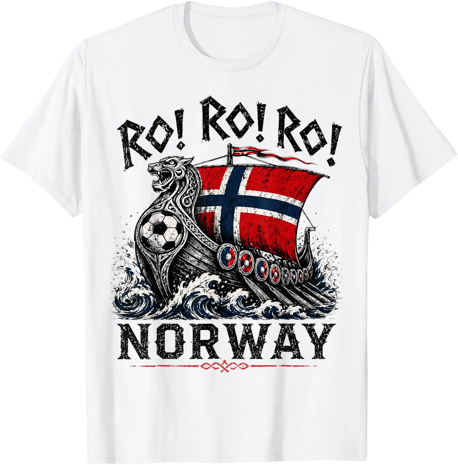 Ro Norwegian Viking Ship Norway Flag Culture Row Country T-Shirt 100% Cotton Trendy Y2K Short-Sleeve Tee-Soft, Quick-Drying,
