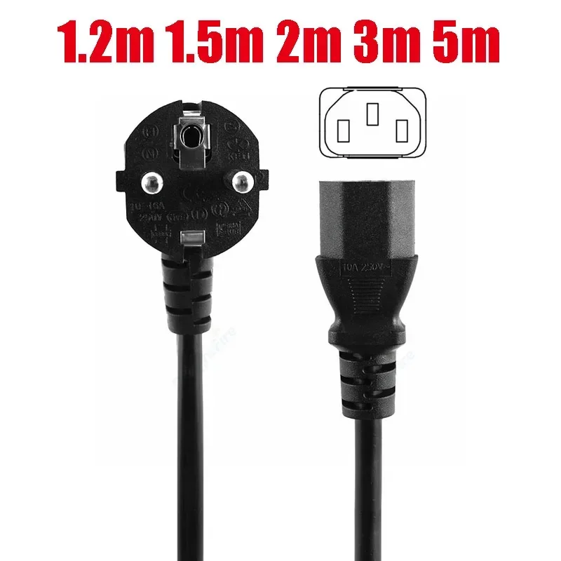 EU Plug AC Power Supply Cable Cord Type F IEC C13 1.5m 2m 5m Power Adapter Wire For PC Computer Monitor Printer HDTV Samsung TV