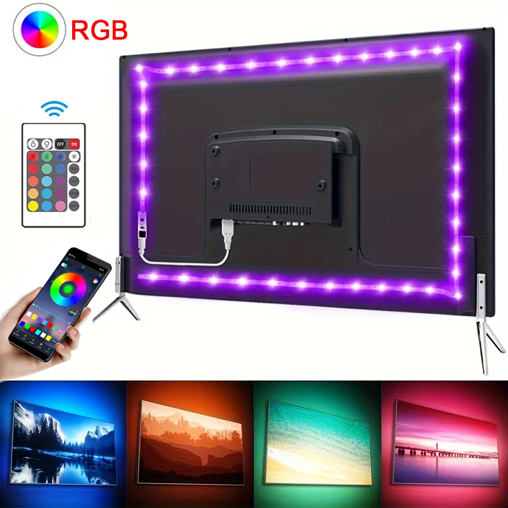 Strisce luminose a LED Luci a LED RGB con controllo Bluetooth per TV Nastro a LED USB 5V per la decorazione delle feste in camera con retroilluminazione TV