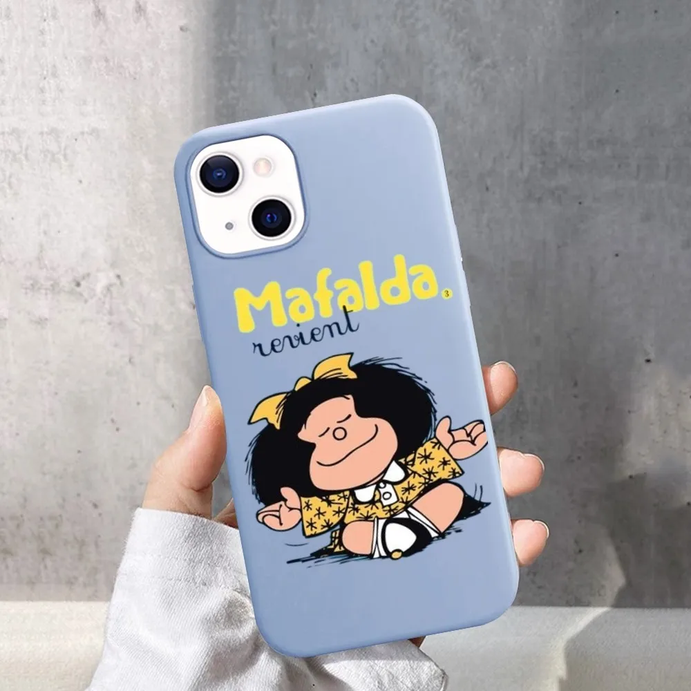 M-Mafalda  Phone Case for iPhone 14 11 12 13 Mini Pro Xs Max 8 7 6 6S Plus X XR Solid Candy Color Case