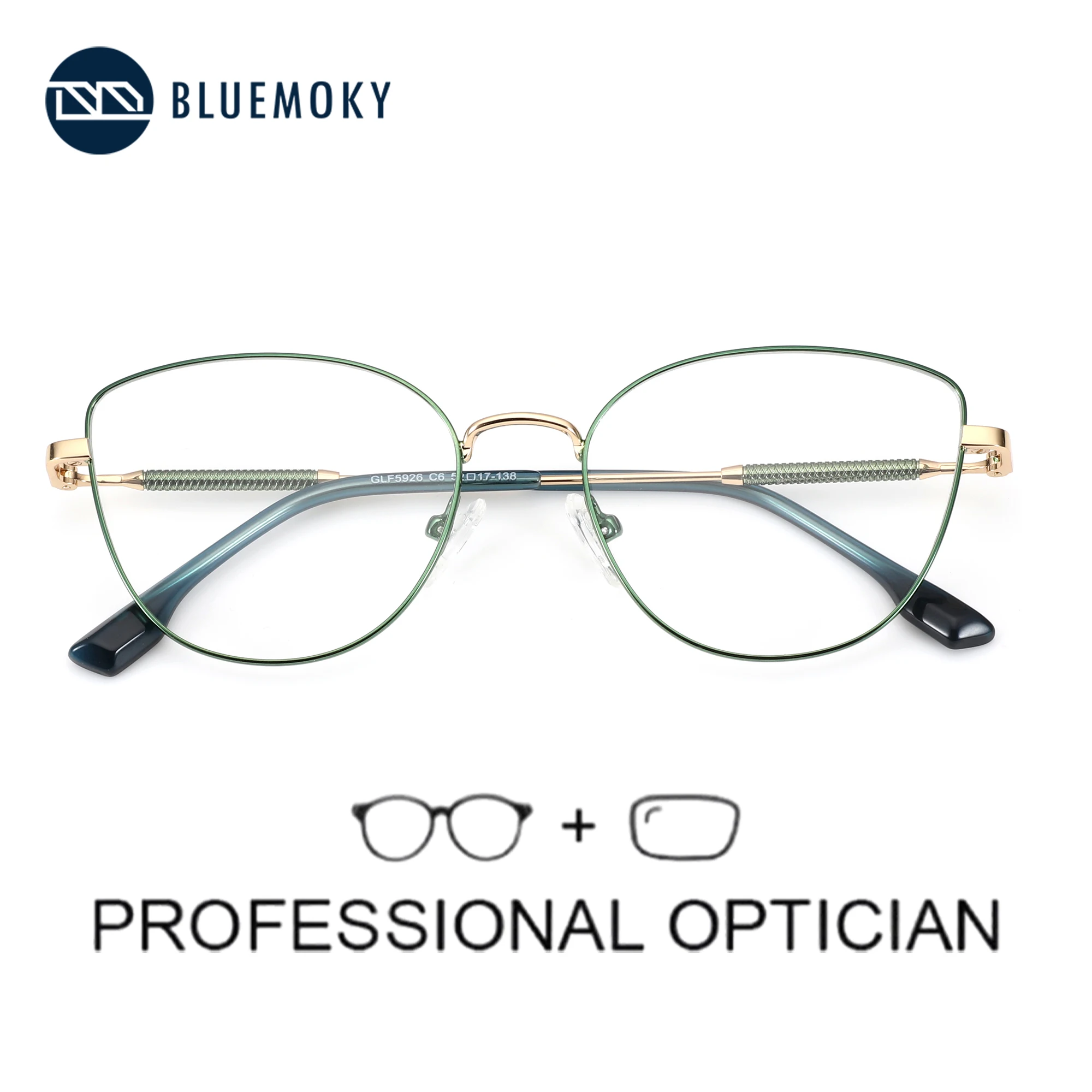BLUEMOKY 2026 New Stylish Cat Eye Prescription Glasses Metal Optical Eyeglasses With Graduated Lenses For Women