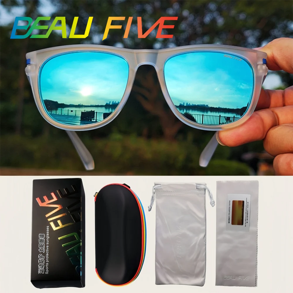 

BEAU FIVE Outdoor Polarized Sunglasses for Men Women UV400 Driving Fishing Cycling Hiking Running Mirror Lens Sports Eyewear B04
