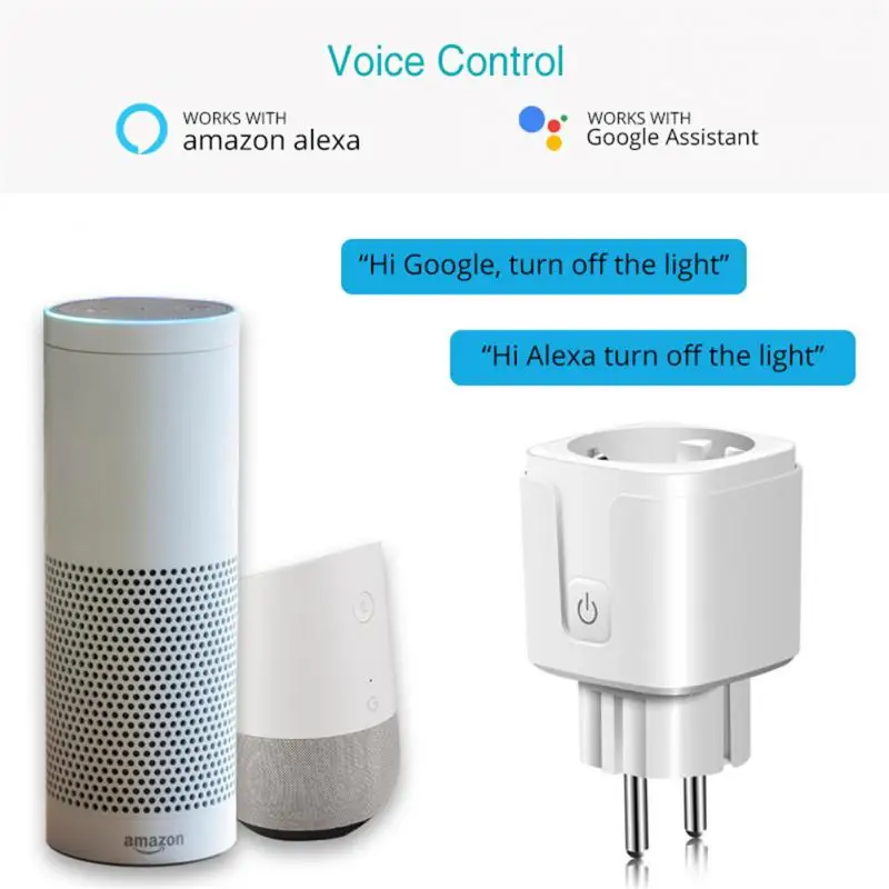 16A Tuya WiFi EU Smart Plug Presa Monitor di alimentazione Presa wireless Temporizzatore remoto Controllo elettrico per Google Home Alexa Alice